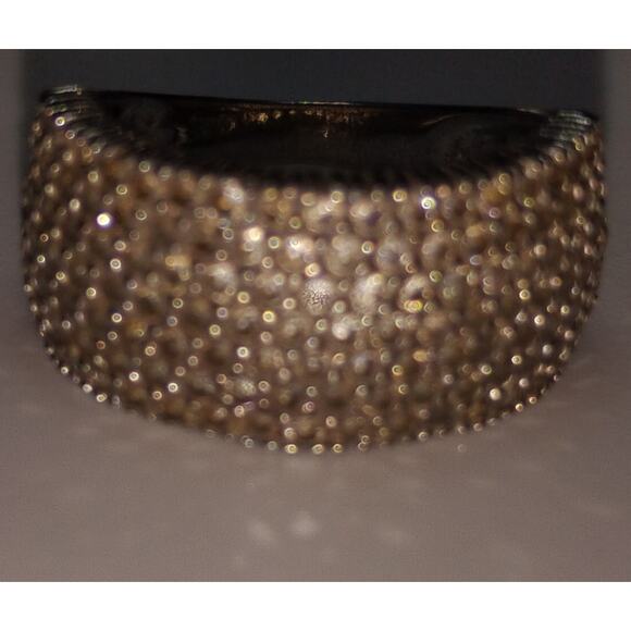 Sterling Silver Pave Dome Ring Size 7 925 CZ Microset Wide Band Sparkle - Picture 2 of 2